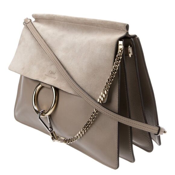 Auth Chloe Calfskin Suede Medium Faye Shoulder Bag in Motty Grey - Picture 2 of 16